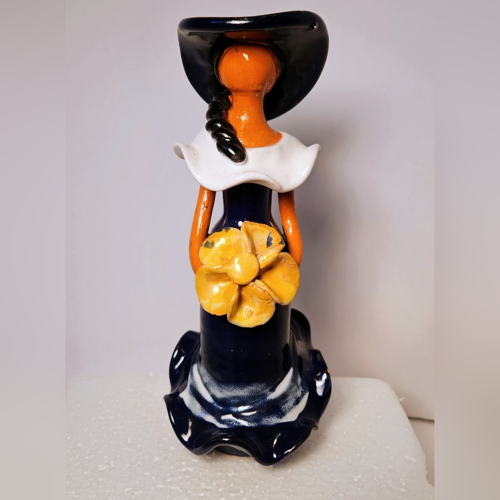 Terracotta Faceless Lady In Blue Dress